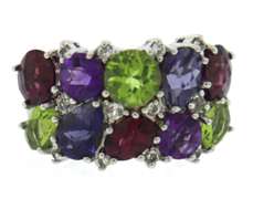 Sterling Silver Multi Color Gemstone Ring