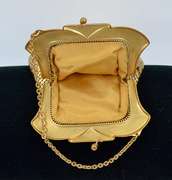 Mid Century Whiting & Davis Co. Gold Tone Mesh Wristlet Clutch