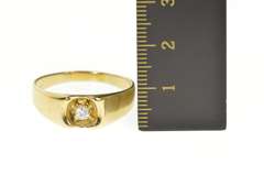 14K Yellow Gold 1960's Men's Diamond Deep Inset Wedding Ring