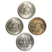 1948 P D 1950 D 1952 D Frosty White BU Franklin Halves