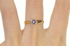 10K Yellow Gold Amethyst Diamond Accent Classic Statement Ring