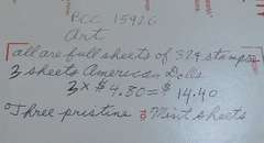 Stamps:  Art   $14.40 face