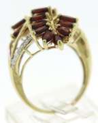 Charming Yellow Gold Garnet & Diamond Waterfall Ring