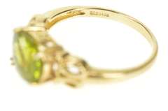 10K Yellow Gold Faceted Oval Peridot Scroll Filigree Ring
