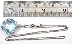 Wistful Blue Topaz & Diamond 14K WG Pendant