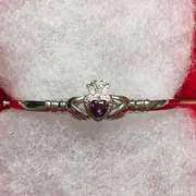 18k white gold bangle with hear haped amethyst