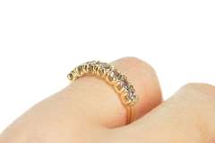 10K Yellow Gold Seven Stone Classic Flourite Wedding Band Ring