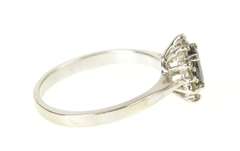 10K White Gold 0.68 Ctw Sapphire Diamond Halo Engagement Ring