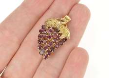 14K Yellow Gold 2.16 Ctw Ruby Grape BunchArt's & Crafts Pin/Brooch