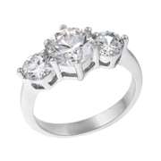 Sterling Silver Round CZ Bridal Engagement Ring