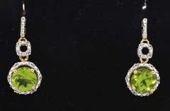 Splendid Peridot & White Topaz Dangle Earrings in Vermeil