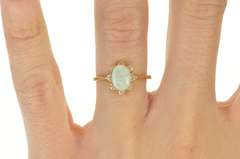 14K Yellow Gold Natural Opal Diamond Halo Engagement Ring
