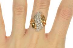 10K Yellow Gold 2.24 Ctw Diamond Cluster Statement Cocktail Ring
