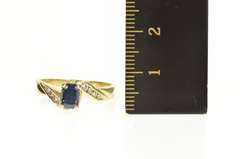 14K Yellow Gold Emerald Cut Sapphire Diamond Engagement Ring