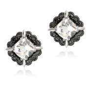 White Topaz & Black Diamond Accent Stud Earrings
