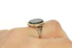 14K Yellow Gold Bloodstone 1960's Retro Statement Cocktail Ring