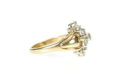 10K Yellow Gold Ornate Classic Diamond Cluster Statement Ring