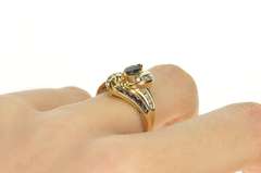 14K Yellow Gold Sapphire Diamond Bypass Engagement Ring