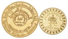 1968 Iraq Revolution Pf Gold Medal & 1971 Iran 1000 Rials Gold Coin