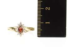 10K Yellow Gold Marquise Garnet Diamond Accent Statement Ring