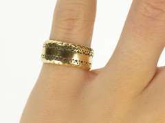 14K Yellow Gold 8.3mm Ornate Scalloped Pattern Wedding Band Ring