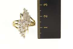 10K Yellow Gold Diamond Encrusted Bypass Cluster Statement Ring