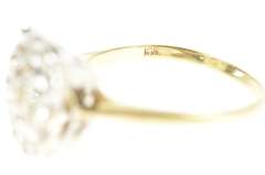10K Yellow Gold Diamond Encrusted Retro Squared Statement Ring