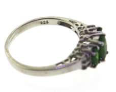 Sterling Silver Opal And Pink Saphires Ring