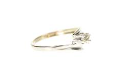 10K White Gold Retro Three Stone Diamond Bypass Promise Ring