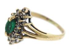 Beautiful Marquise Emerald and Diamond Ring in 14kt