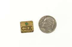 10K Yellow Gold CSX Employee 30 Year Service Emerald Lapel Pin/Brooch