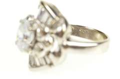 14K White Gold Oval Baguette Ballerina Halo Travel Engagement Ring