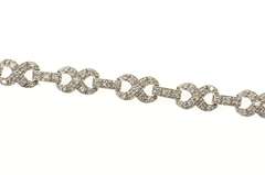14K White Gold 1.68 Ctw Diamond Encrusted Figure 8 Link Bracelet