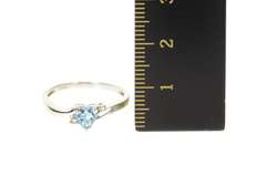 10K White Gold Heart Blue Topaz Diamond Accent Promise Ring