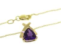 Fantastic 14kt YG Trillion Cut Amethyst Necklace