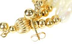 14K Yellow Gold Retro Pearl Fringe Dangle Ornate Statement Earrings