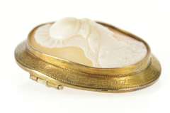 10K Yellow Gold Victorian Greek Soldier Carved Cameo Pendant/Pin