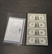2003 A Uncut Sheet Of 4 $1 Fed Reserve Notes