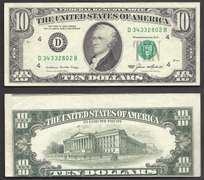 $10 1985 Faulty Alignment Sliver of Adjacent note Error