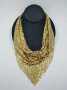 Large Whiting & Davis Gold Tone Mesh Bib Necklace