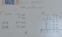 Stamps:  Christmas $17.00