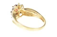 10K Yellow Gold Oval Garnet Diamond Accent Classic Bypass Ring