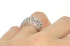 10K White Gold Pave Pink & White Cubic Zirconia Band Ring