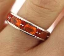 Sterling Silver Opal And Pink Saphires Ring