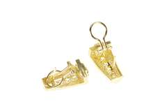 14K Yellow Gold Graduated Cubic Zirconia Squared French Clip Earrings