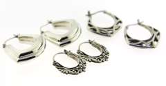 Sterling Silver Lot of 3 Hoop Earrings