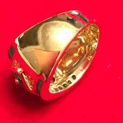 Ladies 14k diamond and emerald wide band