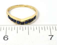 Classy Sapphire Chevron Band in 14KT Yellow Gold