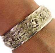 Srerling Silver Unique Embossed Sea Animals Cuff