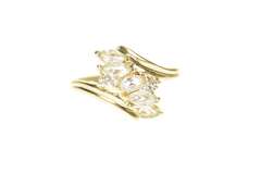 10K Yellow Gold Marquise Cubic Zirconia Diamond Wavy Ring